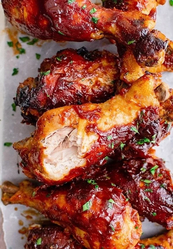 Delicious BBQ chicken drumsticks grilled to perfection with a savory glaze