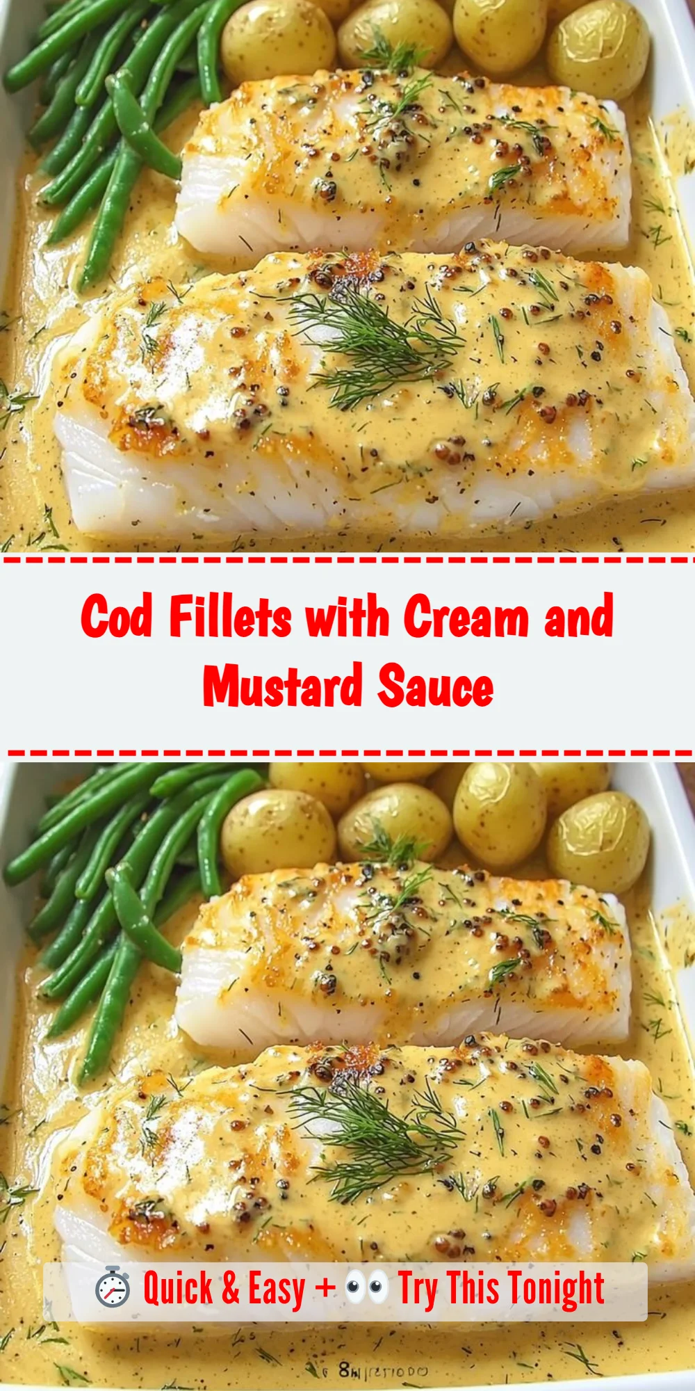 Cod Fillets with Cream and Mustard Sauce