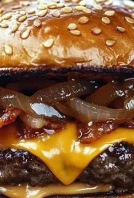 Delicious Crack Burger served with toppings on a wooden table.
