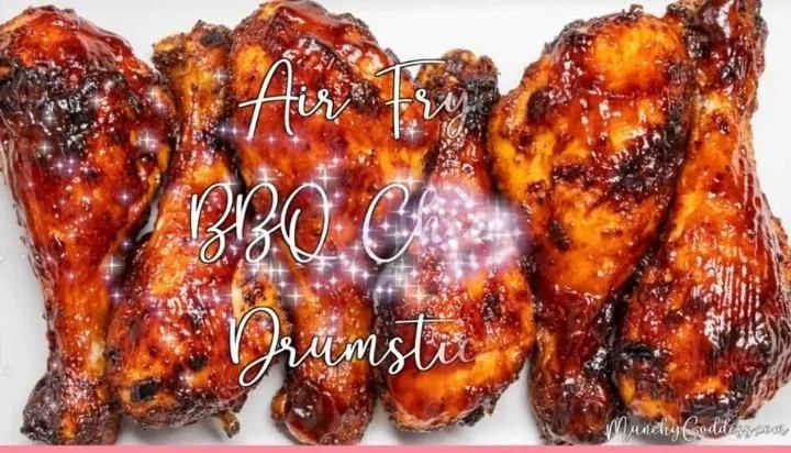 Air Fryer BBQ Chicken Drumsticks served on a plate