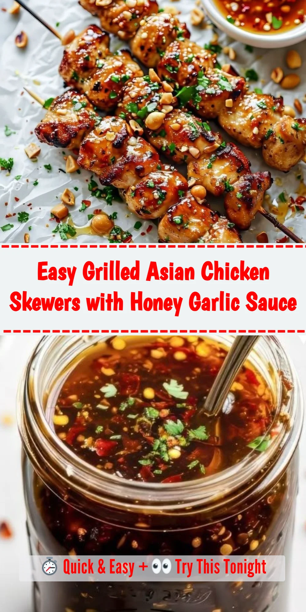 Easy Grilled Asian Chicken Skewers with Honey Garlic Sauce
