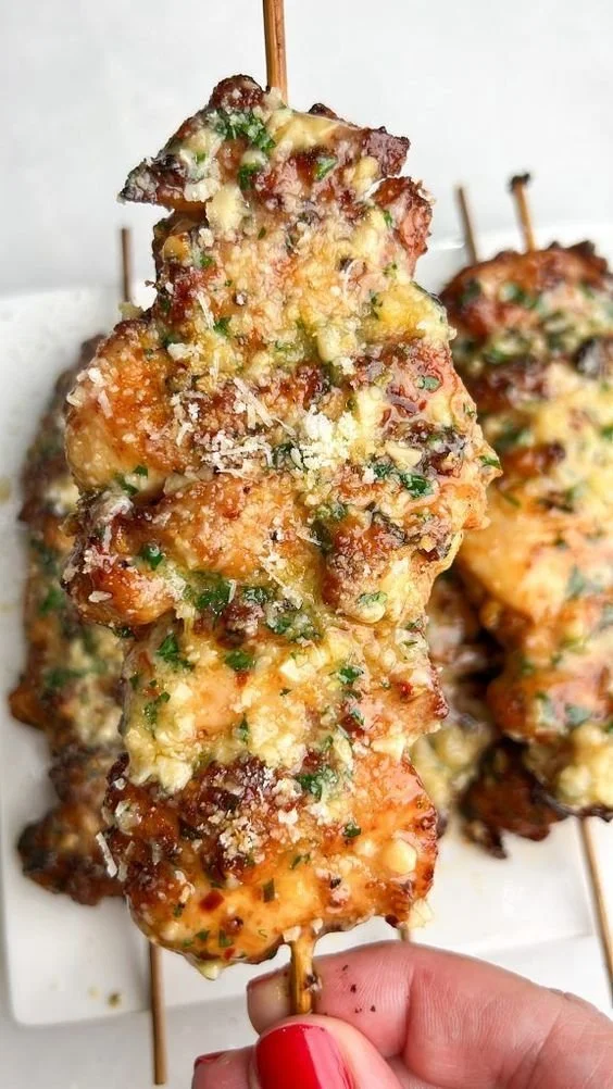 Garlic Parmesan Chicken Skewers