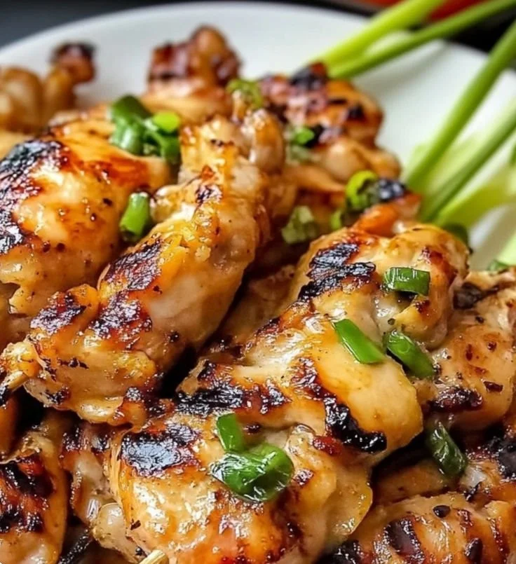 Grilled Vietnamese chicken served with fresh herbs and vegetables