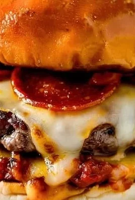 Delicious pizza burgers served with fresh toppings and melted cheese