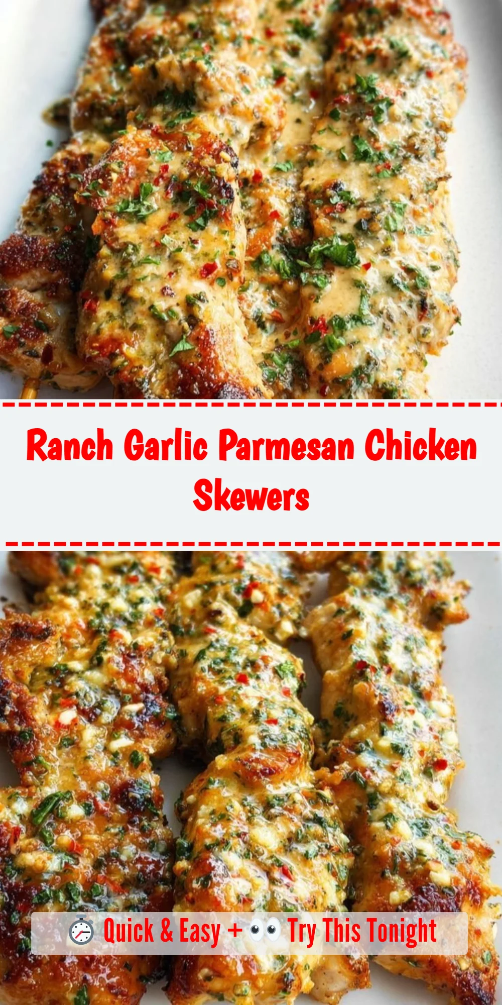 Ranch Garlic Parmesan Chicken Skewers