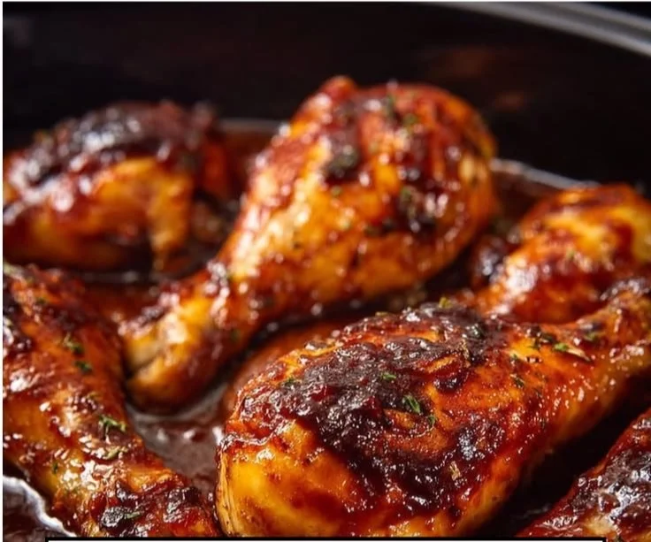 Slow cooker BBQ chicken drumsticks served with sauce
