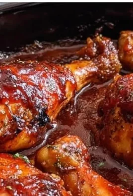 Slow cooker BBQ chicken drumsticks cooking to tender perfection in five hours.