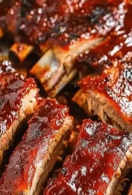 Tender oven-baked ribs on a serving platter with BBQ sauce