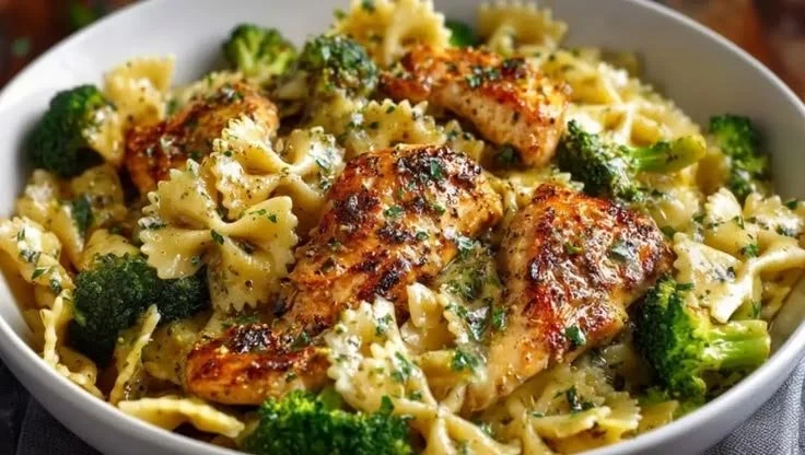 Cowboy Butter Lemon Bowtie Chicken with Broccoli