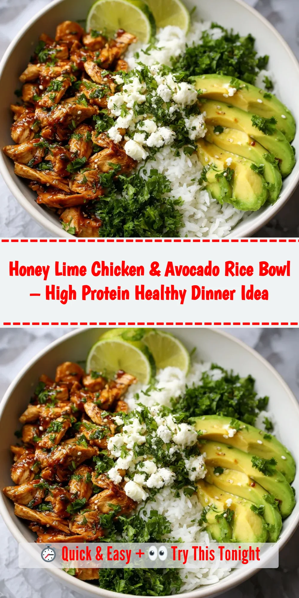 Honey Lime Chicken & Avocado Rice Bowl – High Protein Healthy Dinner Idea