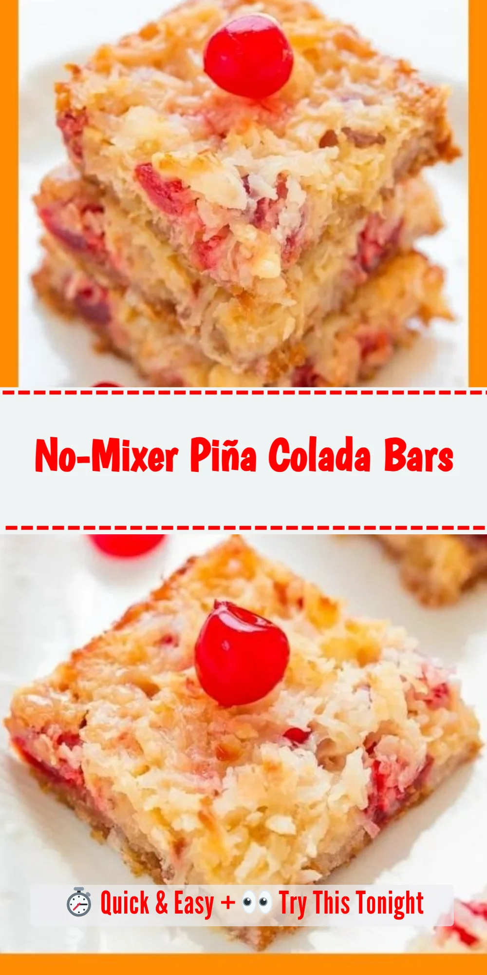 No-Mixer Piña Colada Bars