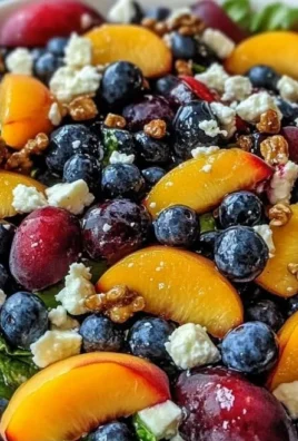Peach Blueberry Salad with Feta served in a vibrant bowl