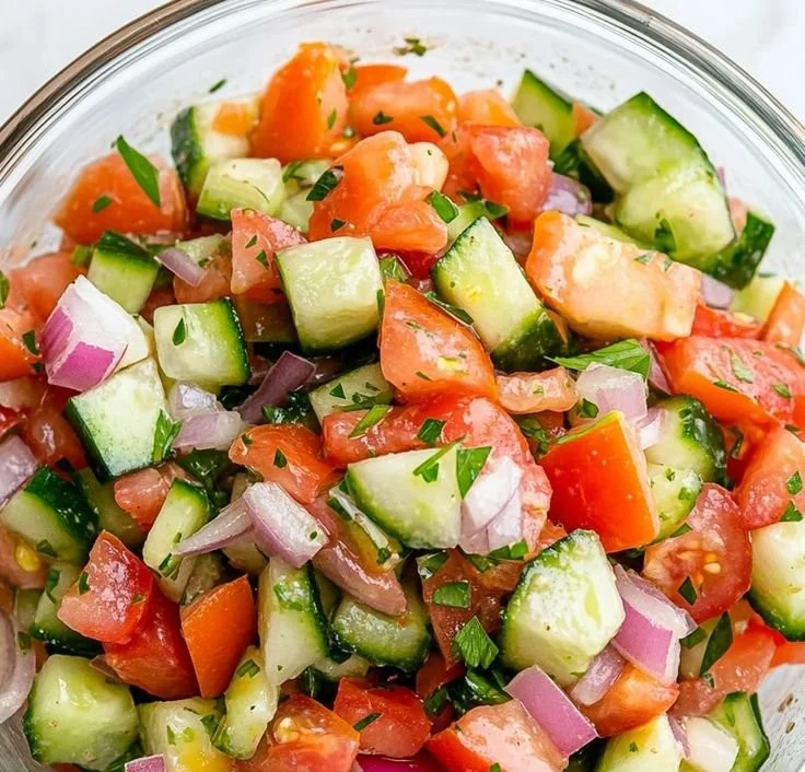 Refreshing Italian Cucumber Salad with fresh ingredients and vibrant colors