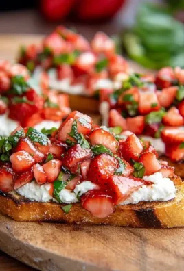 Delicious Strawberry Ricotta Bruschetta topped with fresh strawberries and herbs