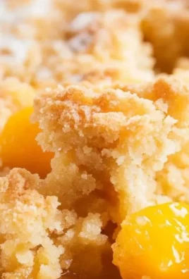 Delicious 3 ingredient peach cobbler topped with a golden crust.