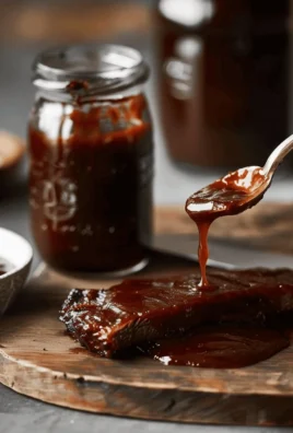 Homemade Bourbon BBQ Sauce in a jar with spices and ingredients around