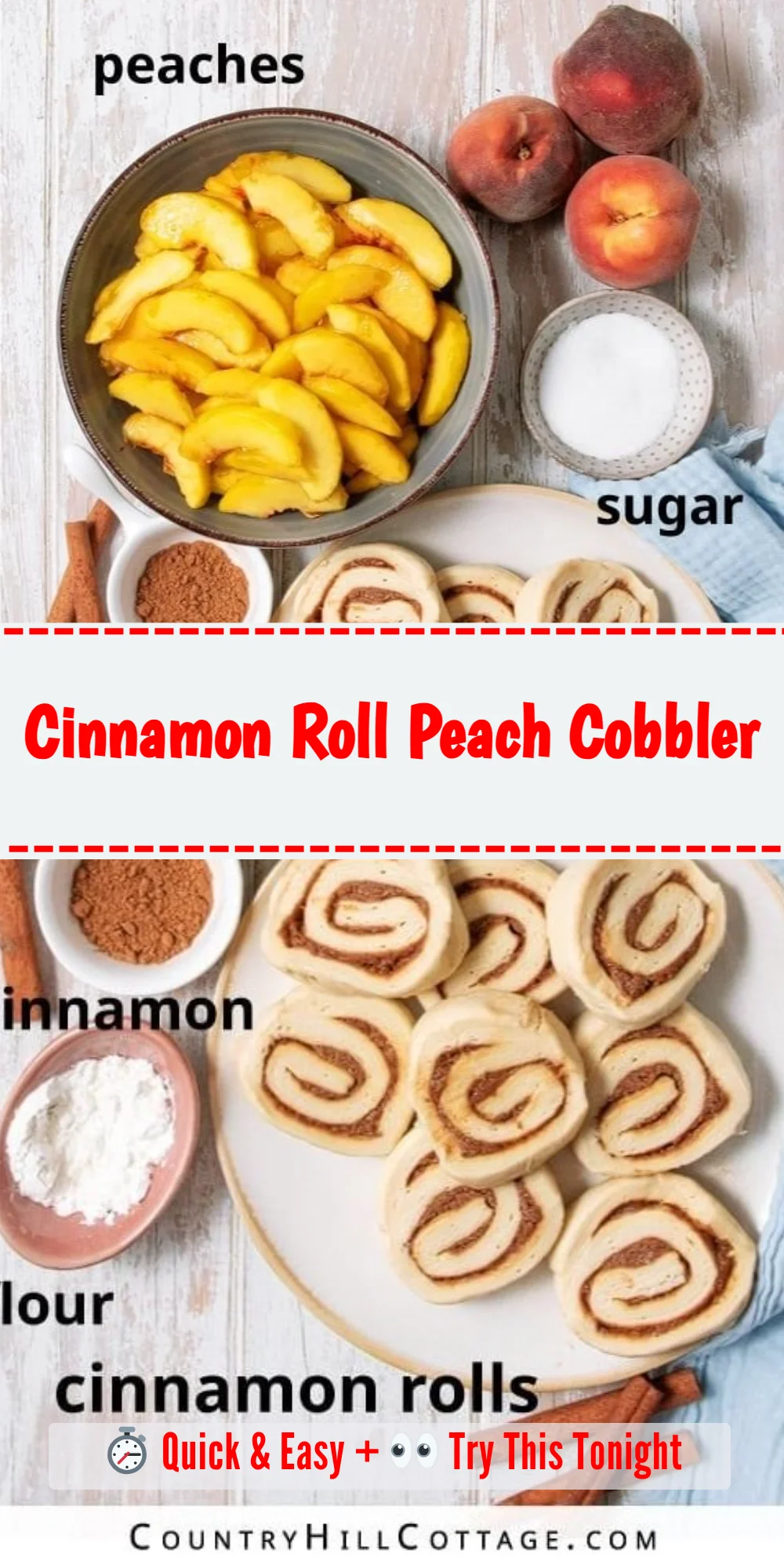 Cinnamon Roll Peach Cobbler