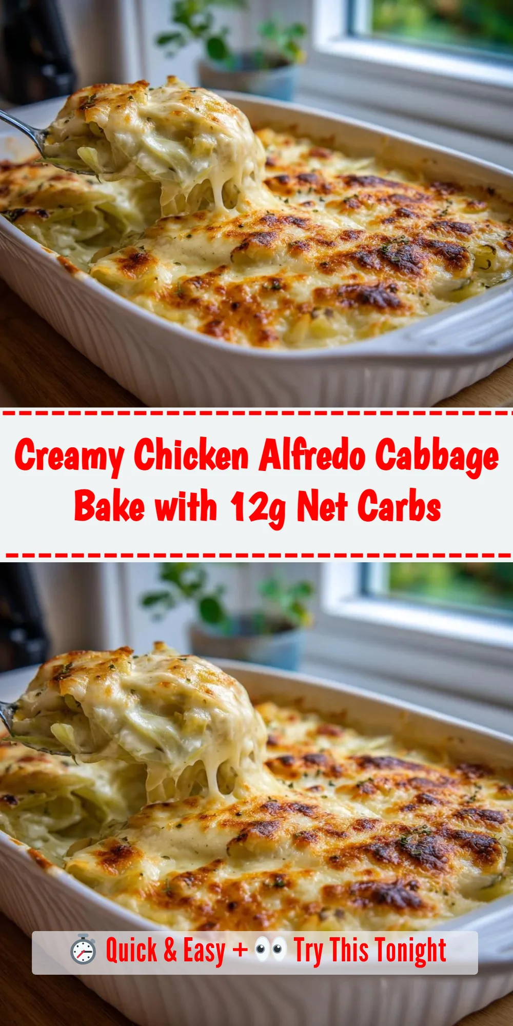 Creamy Chicken Alfredo Cabbage Bake with 12g Net Carbs