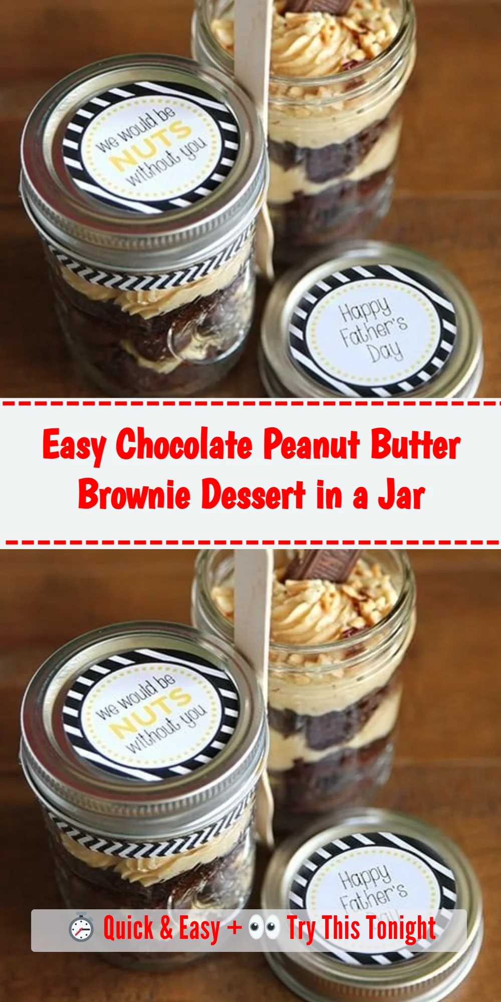 Easy Chocolate Peanut Butter Brownie Dessert in a Jar