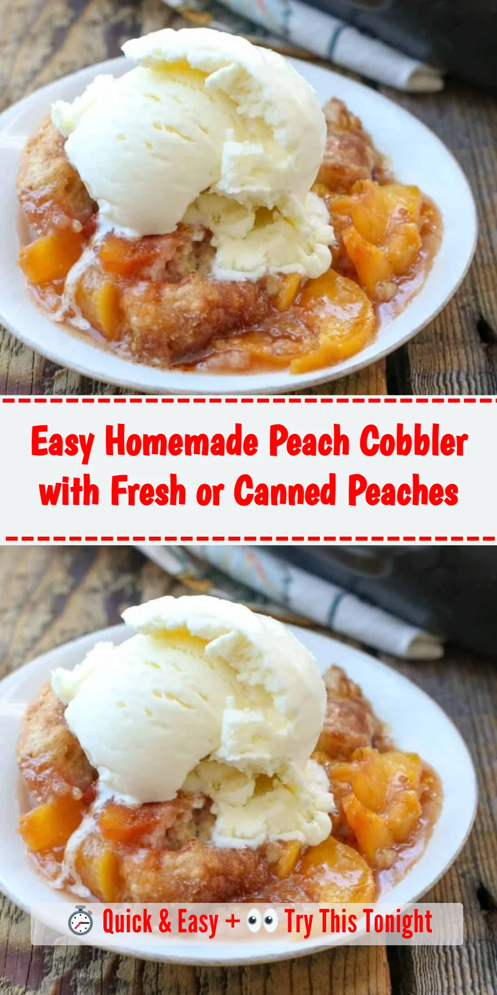 Easy Homemade Peach Cobbler with Fresh or Canned Peaches