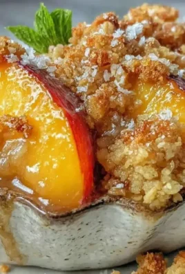 Delicious peach crisp topped with oat almond streusel