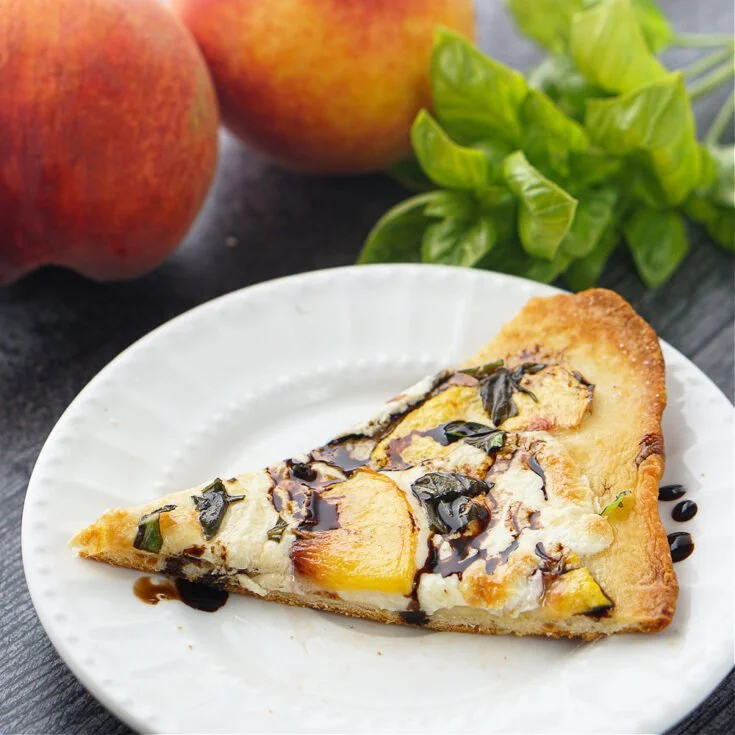 Easy Peach & Basil Naan Bread Pizza