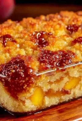 Easy peach cobbler dump cake served in a dish with fresh peaches