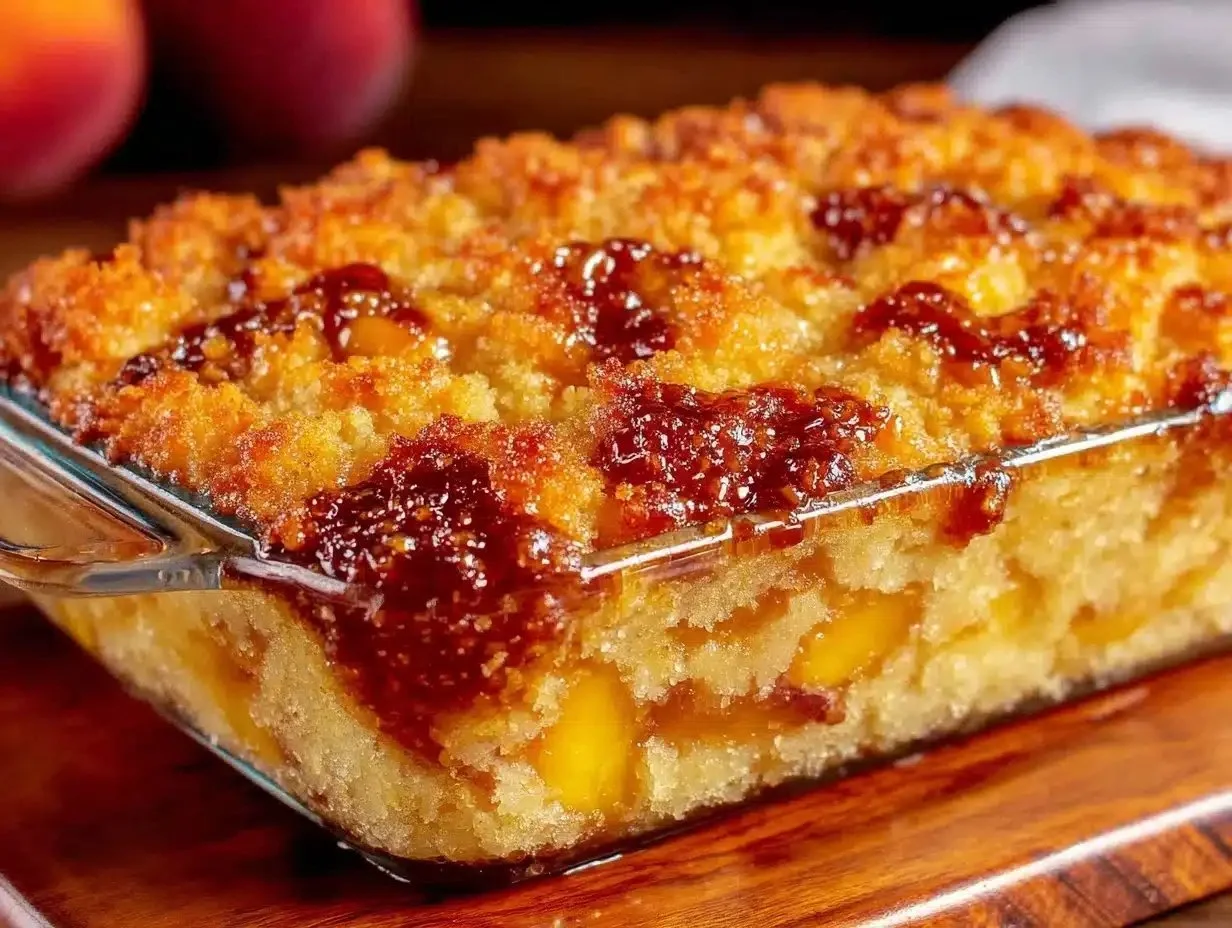 Easy Peach Cobbler Dump Cake Recipe