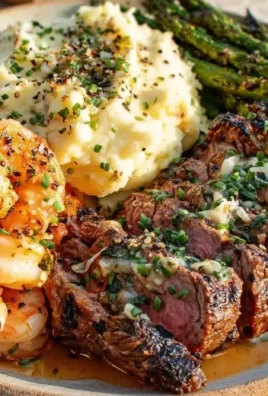 Father's Day grilled surf and turf with garlic butter shrimp on a platter