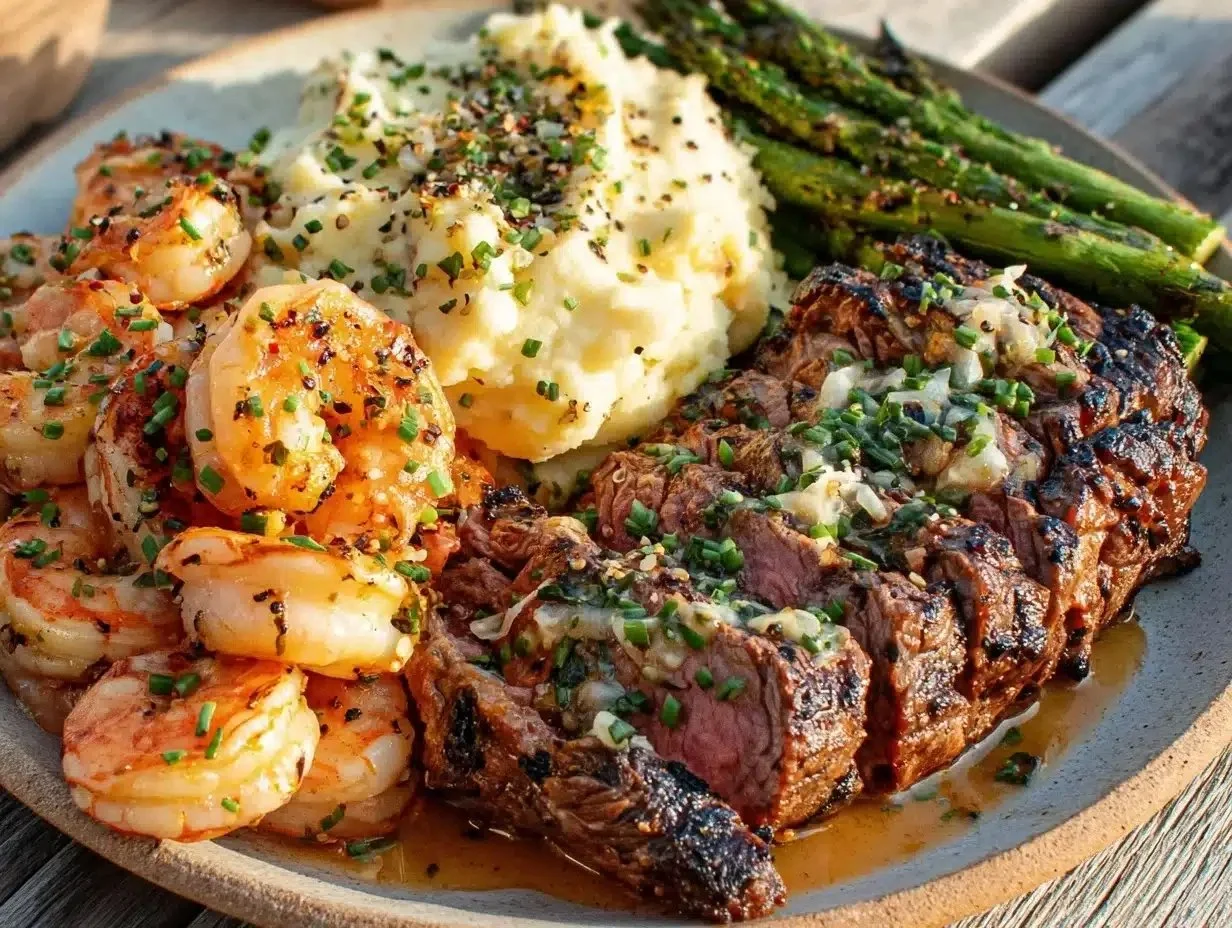 Father's Day Grilled Surf and Turf with Garlic Butter Shrimp