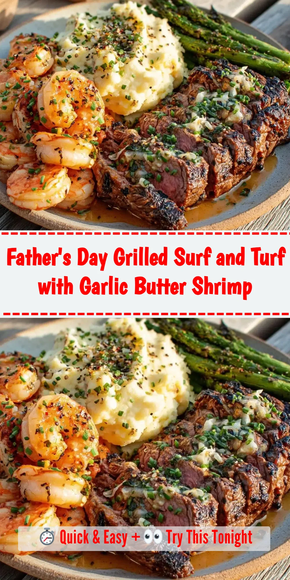 Father's Day Grilled Surf and Turf with Garlic Butter Shrimp