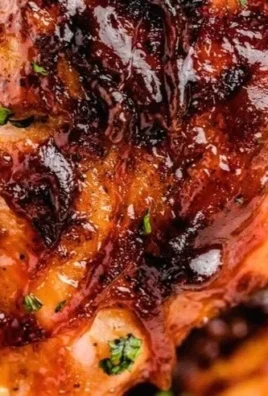 Delicious grilled BBQ chicken served on a plate with garnishes.