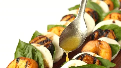 Grilled Peach Caprese Salad with Key Lime Vinaigrette