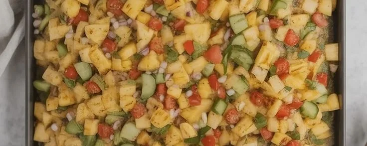 Delicious grilled pineapple salsa served in a bowl with fresh ingredients