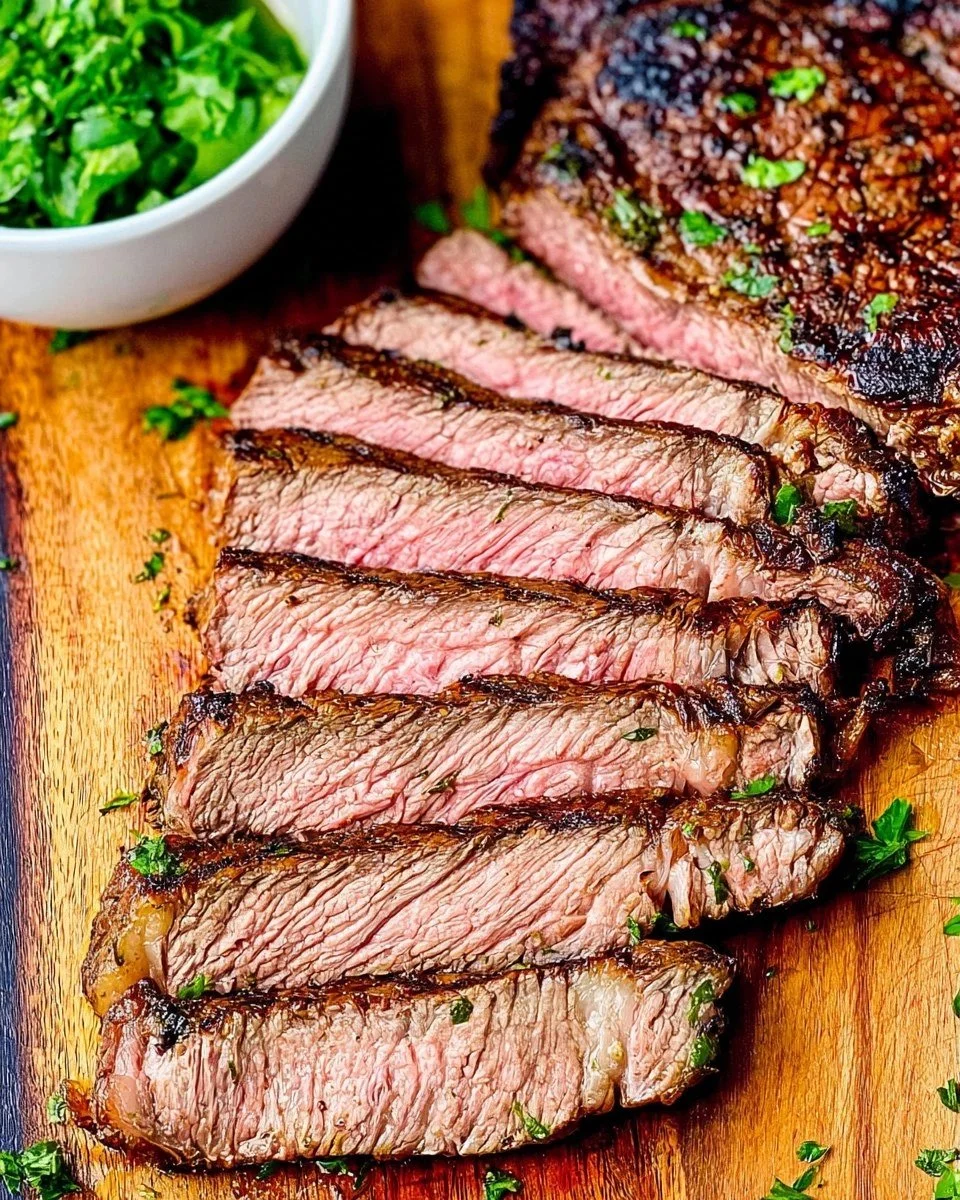Juicy grilled ribeye steak on a plate, perfect for Father's Day dinner.