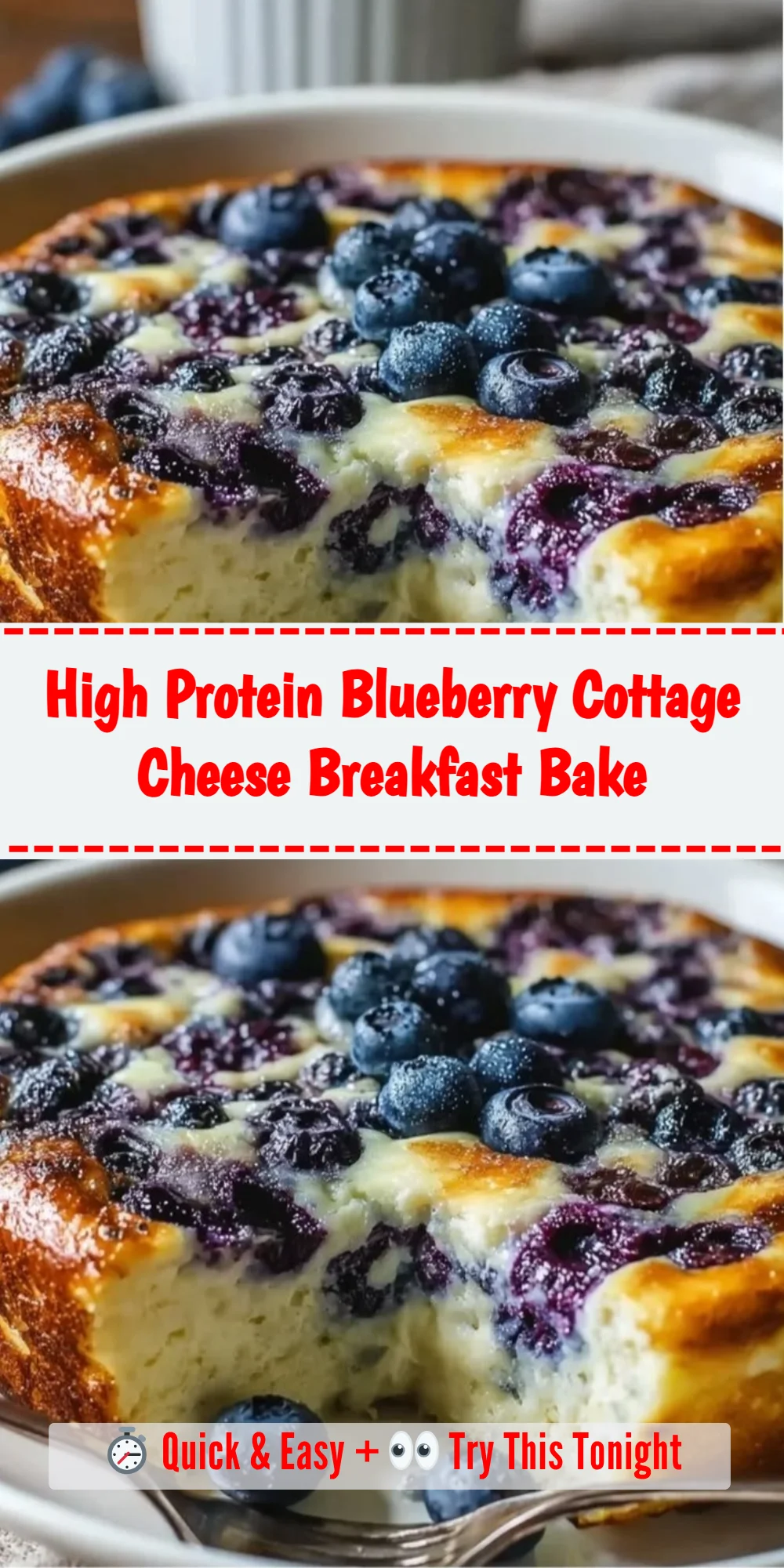 High Protein Blueberry Cottage Cheese Breakfast Bake