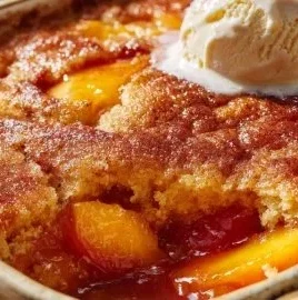 Delicious peach cobbler made from Joanna Gaines' recipe.