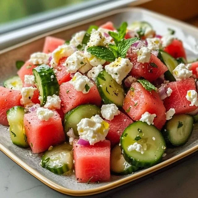 Mediterranean Watermelon Salad with Feta, a delicious summer dish