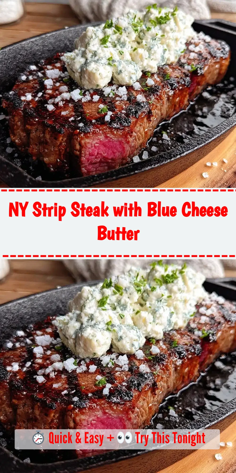 NY Strip Steak with Blue Cheese Butter