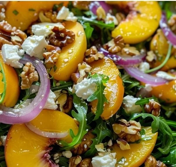 Delicious Peach Arugula Salad with vibrant colors and fresh ingredients