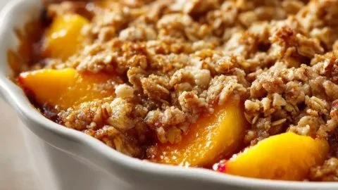 Peach Cobbler with Oatmeal Topping (The BEST Easy Recipe)
