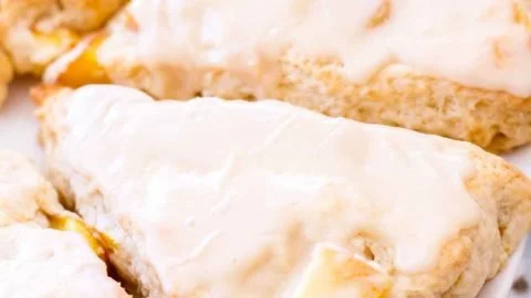 Peach Pie Scones with a Vanilla Glaze