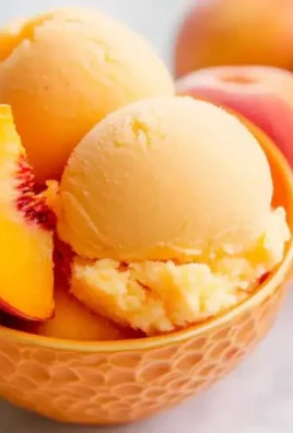 Delicious homemade peach sorbet served in a bowl