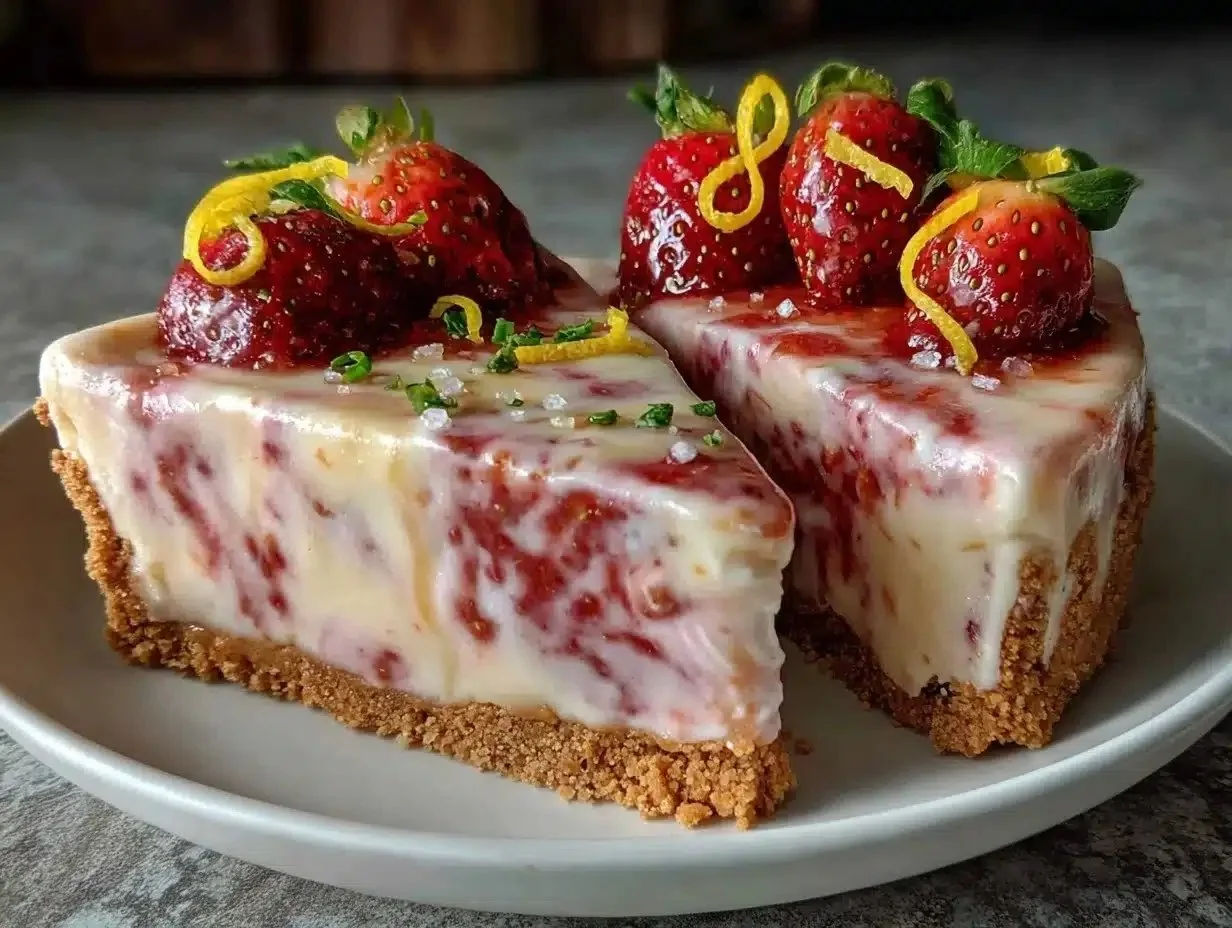 Frozen Strawberry Lemonade Pie with a crunchy Graham cracker crust