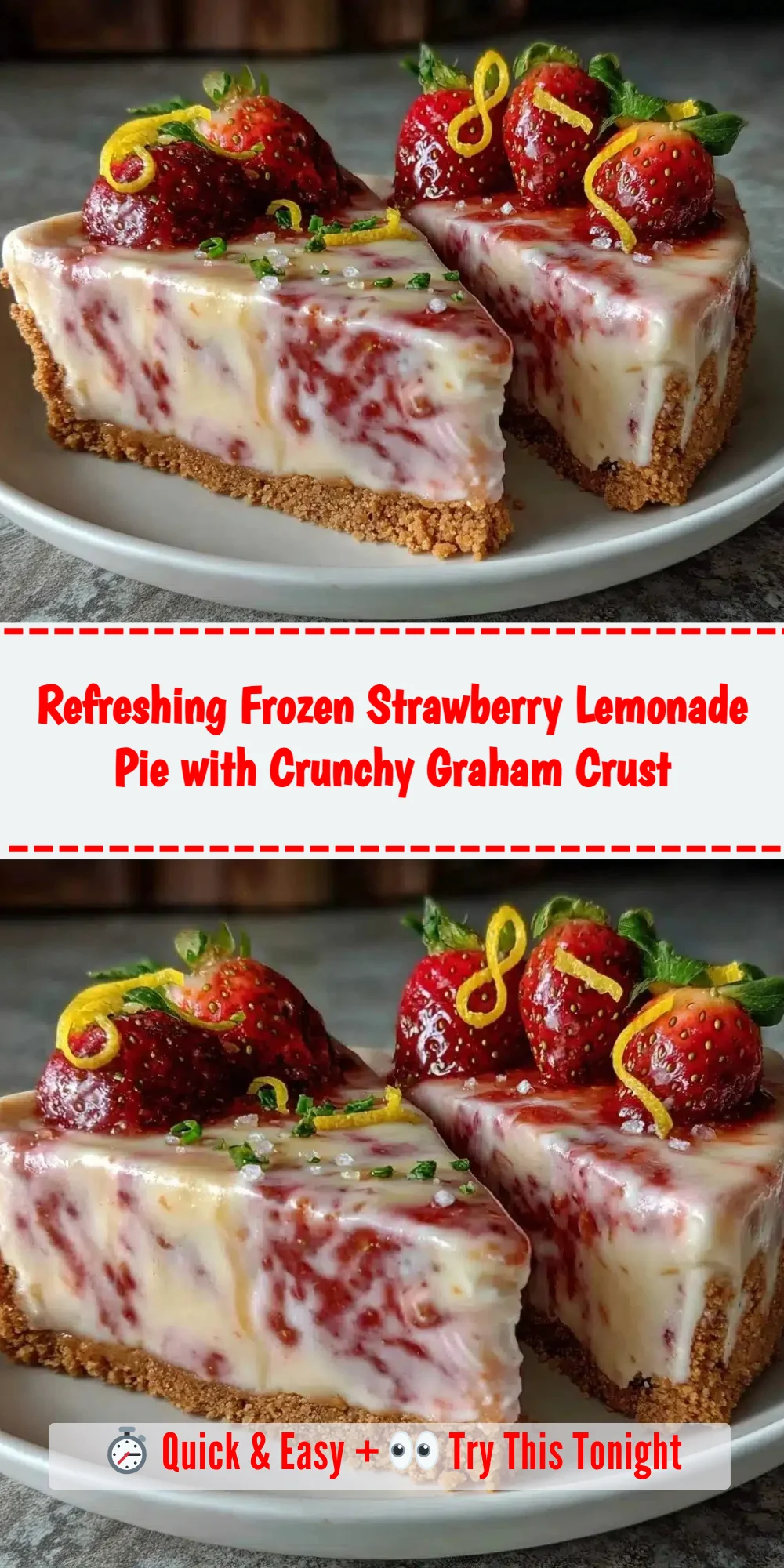 Refreshing Frozen Strawberry Lemonade Pie with Crunchy Graham Crust