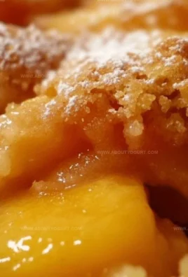 Delicious homemade peach cobbler served warm in a baking dish