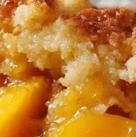 Delicious Triple Crust Peach Cobbler topped with flaky crust and golden peaches