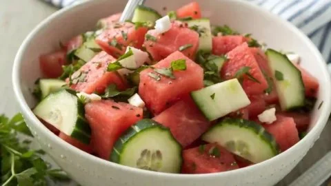 Watermelon Cucumber Salad That Is Fresh, Hydrating & Perfect for Summer