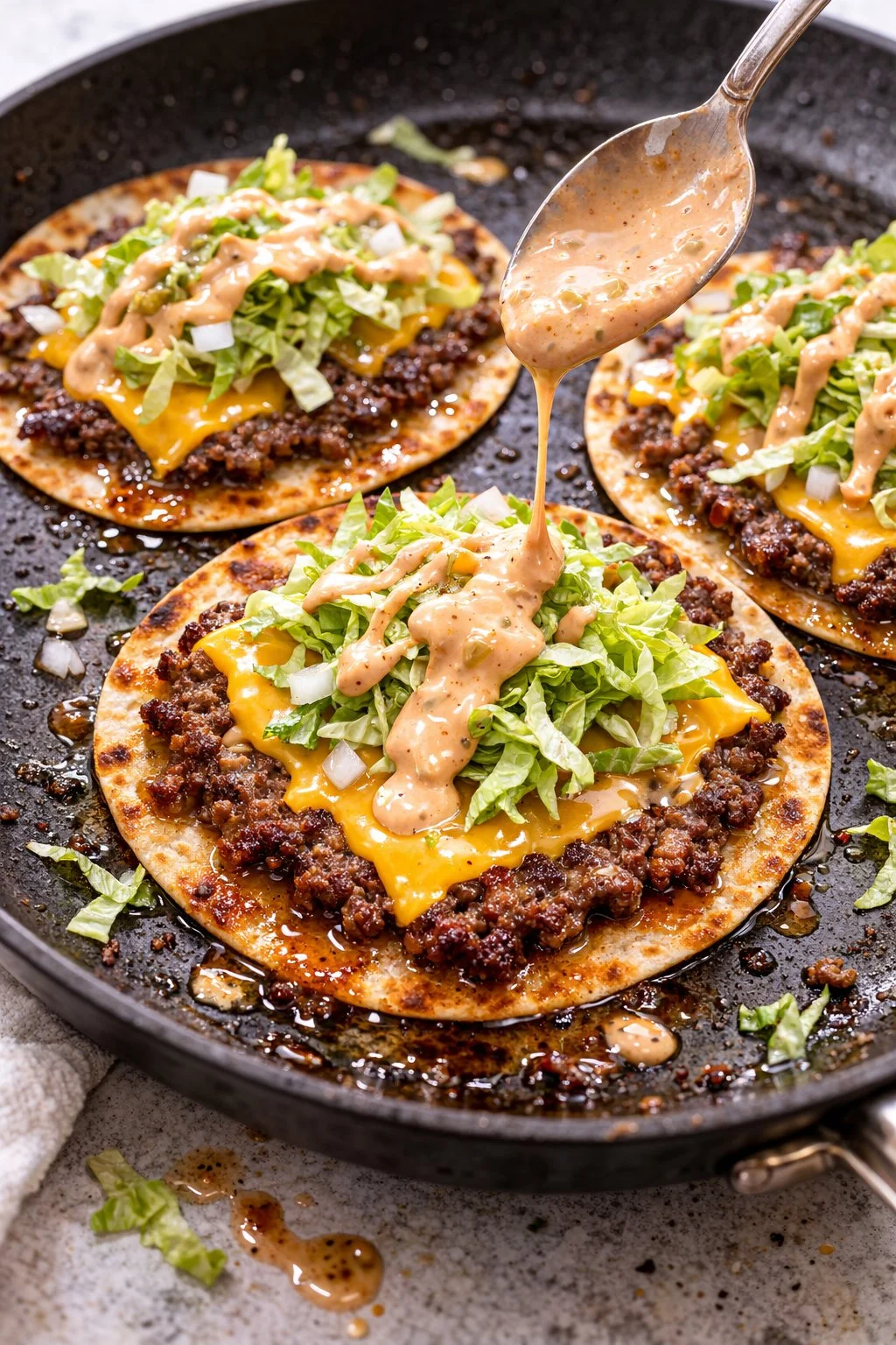 Crispy Big Mac tacos featuring burger ingredients in a crispy shell