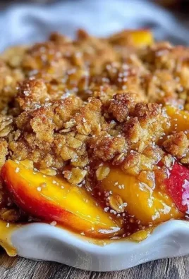 Delicious peach crisp dessert with crunchy oat topping in a bowl.